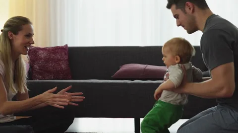 Baby boy first steps Stock Footage 42867607