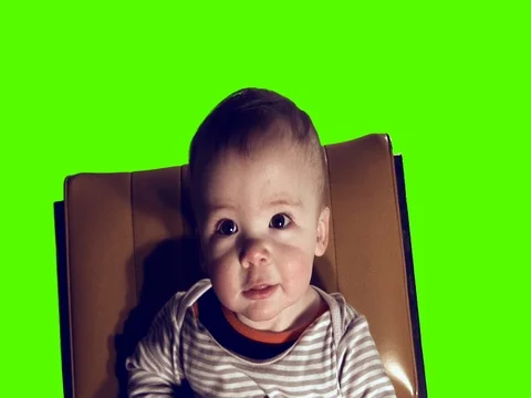 Baby Boy in front of a green screen Stock Footage 79865430