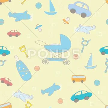 Baby boy layette funny pattern Stock Illustration