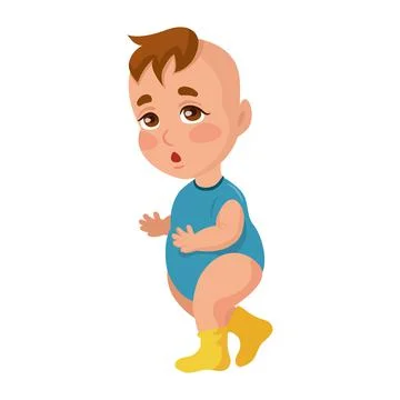 Baby boy learning to walk, isolate on white background - Vector Illustrazione stock