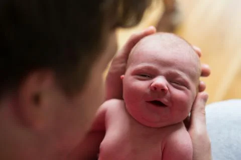 Baby boy posing for his first portrait Stock Photos