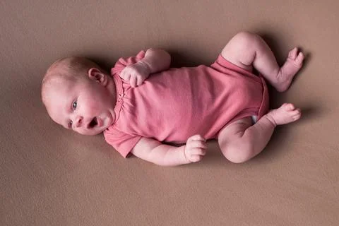 Baby boy posing for his first portrait Stock Photos