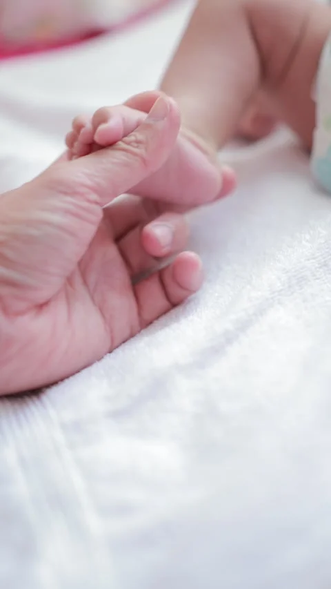 The baby boy sleeping on the bed Stock Footage 327847901