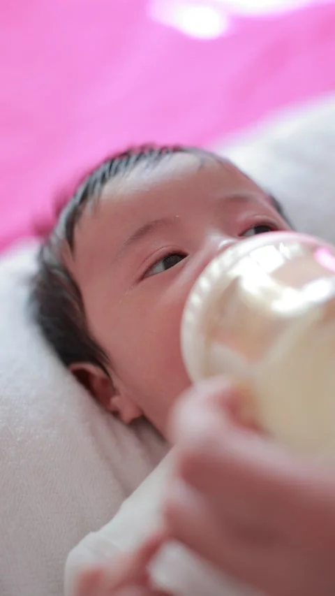 The baby boy sleeping on the bed Stock Footage 327848068