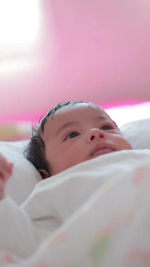 The baby boy sleeping on the bed Stock Footage 327848298