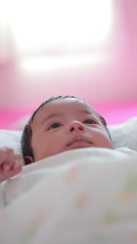 The baby boy sleeping on the bed Stock Footage 327848327
