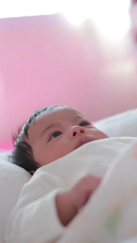 The baby boy sleeping on the bed Stock Footage 327848403