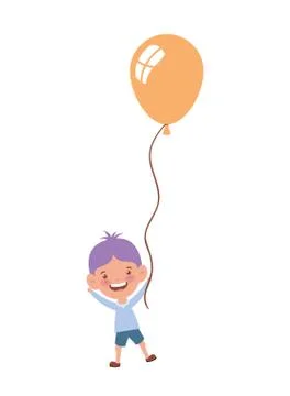 Baby boy smiling with helium balloon in hand Illustrazione stock
