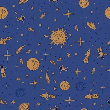 Baby boy space seamless pattern Stock Illustration