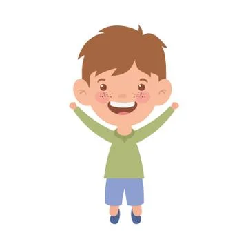 Baby boy standing smiling on white background Stock Illustration