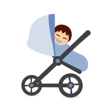 Baby boy on stroller Stock Illustration