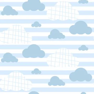 Baby boy vector seamless pattern. Light blue fun sky print for textile Stock Illustration