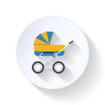 Baby buggy flat icon Stock Illustration