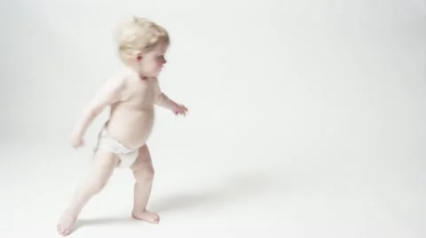 Baby Can't Reach, Then Runs Away Stock Footage