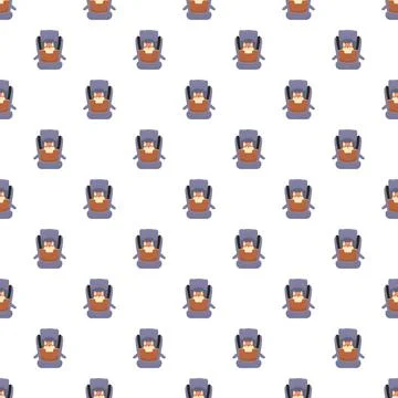 Baby car seat pattern repeating on white background Stock Illustration