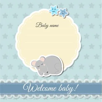 Baby card with slepping mouse, vector illustration Stock Illustration