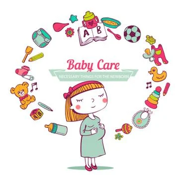 Baby Care frame Stock Illustration
