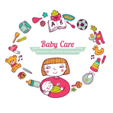 Baby Care frame Stock Illustration