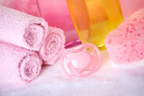 Baby care objects Stock Photos