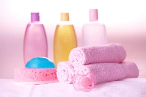 Baby care objects Stock Photos