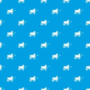 Baby carriage ancient pattern vector seamless blue Stockillustratie