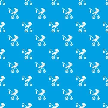 Baby carriage classy pattern seamless blue Stock Illustration