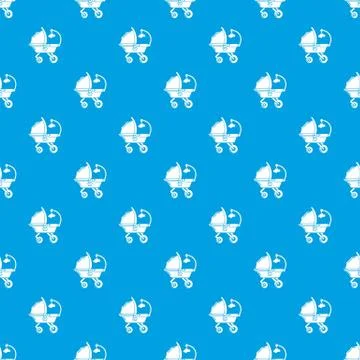 Baby carriage cute pattern vector seamless blue Illustrazione stock