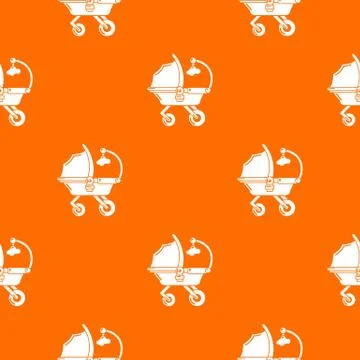Baby carriage cute pattern vector orange Illustrazione stock