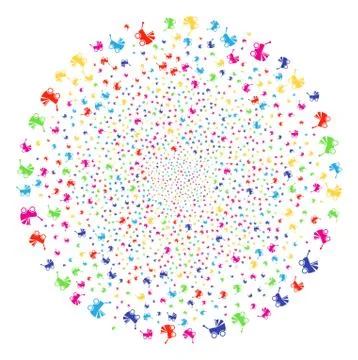 Baby Carriage Exploding Spheric Cluster イラスト素材