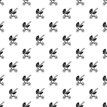 Baby carriage objects creating seamless repeat pattern design 스톡 일러스트