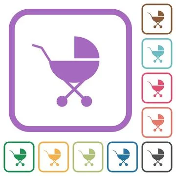 Baby carriage solid simple icons Illustrazione stock