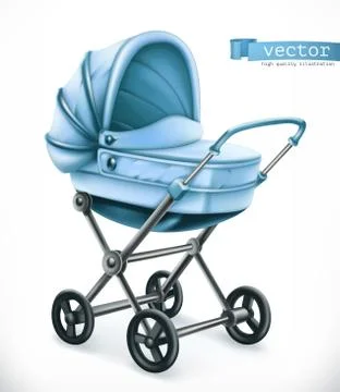 Baby carriage. Stroller 3d vector icon Illustrazione stock
