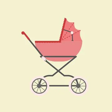 Baby carriage vector illustration. Stroller clip art. Stock Illustration