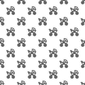 Baby carriages seamless pattern creating childhood background Stock-Illustration