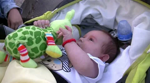 Baby in cart Stock Footage 10914073
