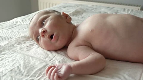 Baby on the changing table. Stock Footage 139831712