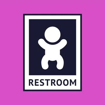 Baby changing table here, wc icon toilet vector Stock Illustration