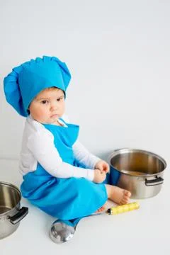 Baby in chef hat Stock Photos