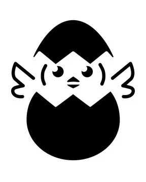 Baby chick hatching from an egg easter stencil for cookies or painting eggs Stock Illustration