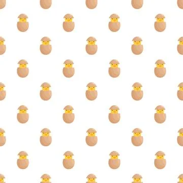 Baby chick hatching from egg seamless pattern 스톡 일러스트