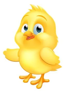 Baby Chicken Chick Easter Bird Cartoon Pointing Stock Illustration