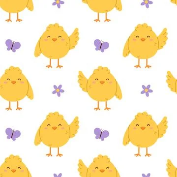 Baby chicken seamless pattern Stock Illustration