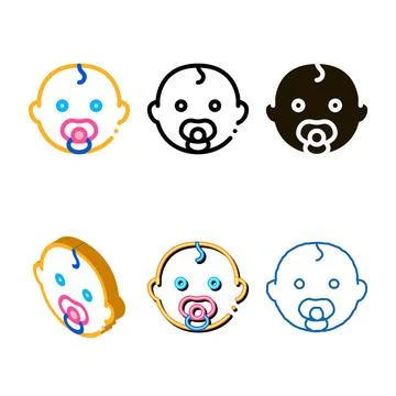 Baby child head icon vector outline designs Stock Illustration