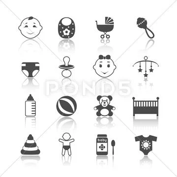 Baby Child Icons Set Stock Illustration