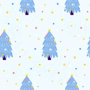 Baby Christmas Tree Seamless Pattern Stock Illustration
