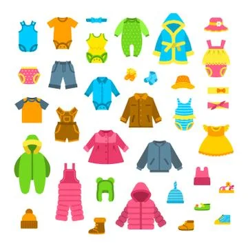 Baby clothes flat vector illustrations set Stock-Illustration