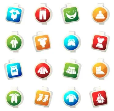 Baby clothes icons set Stock Illustration
