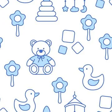 Baby clothes line seamless pattern. Newborn tile. Stock Illustration