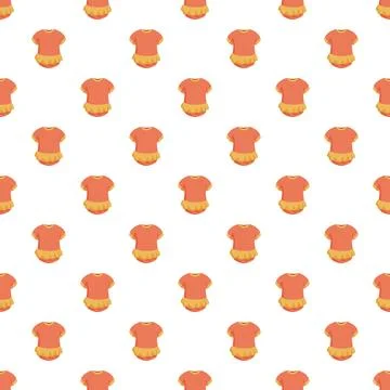 Baby clothes seamless pattern with orange infant garment Stock Illustration