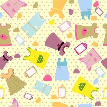 Baby clothes set seamless pattern - funny design Stock Illustration